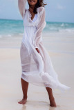 Fashion Vacation Solid See-through Swimwears Cover Up