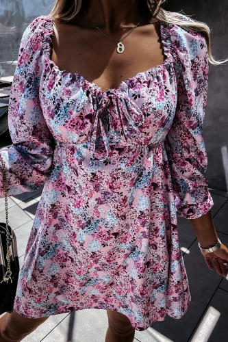 Casual Street Floral Frenulum Fold V Neck A Line Dresses