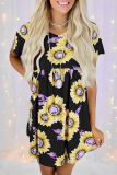 Casual Street Floral Patchwork O Neck Dresses