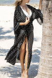 Fashion Vacation Dot Split Joint Swimwears Cover Up