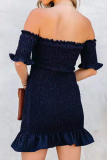 Fashion Elegant Solid Split Joint Fold Strapless Pencil Skirt Dresses