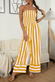 Fashion Casual Striped Split Joint Strapless Loose Jumpsuits