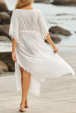 Fashion Vacation Solid Tassel Swimwears Cover Up