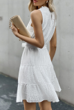Sweet Solid With Belt Stringy Selvedge O Neck A Line Dresses