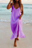 Fashion Simplicity Solid Split Joint V Neck Beach Dresses