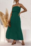 Fashion Casual Solid Split Joint Strapless A Line Dresses