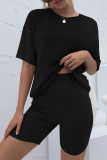 Casual Solid Basic O Neck Short Sleeve Two Pieces