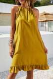 Fashion Casual Solid Split Joint Halter A Line Dresses