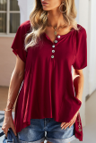 Casual Elegant Solid Buckle O Neck T-Shirts