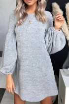 Fashion Street Solid O Neck A Line Dresses