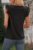 Elegant Solid Hollowed Out O Neck Tops