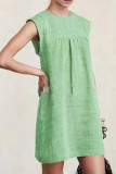 Fashion Casual Solid Split Joint O Neck Straight Dresses