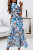 Fashion Elegant Floral Patchwork Flounce V Neck Dresses