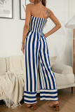 Fashion Casual Striped Split Joint Strapless Loose Jumpsuits