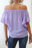 Fashion Sweet Solid Patchwork Off the Shoulder Tops