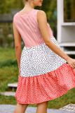 Casual Striped Dot Patchwork Pullovers O Neck A Line Dresses