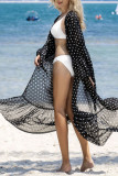 Fashion Vacation Dot Split Joint Swimwears Cover Up