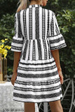 Fashion Street Striped Patchwork V Neck Princess Dresses