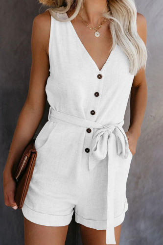 Fashion Casual Solid With Belt V Neck Straight Jumpsuits
