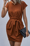 Fashion Casual Solid Patchwork V Neck Pencil Skirt Dresses