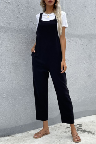 Casual Solid Pocket Jumpsuits