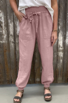 Casual Solid Split Joint Pocket Loose Harlan Solid Color Bottoms
