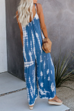 Street Tie Dye Without Belt Spaghetti Strap Loose Jumpsuits