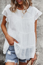 Fashion Street Solid Split Joint O Neck Tops