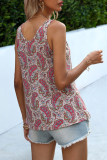 Casual Print Split Joint O Neck Tops