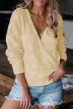 Casual Solid Hollowed Out Patchwork V Neck Tops