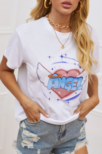 Casual Street Letter Print Basic O Neck T-Shirts
