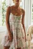 Fashion Elegant Floral Split Joint Stringy Selvedge Strapless A Line Dresses
