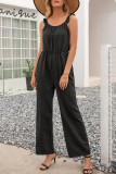 Fashion Simplicity Solid Patchwork Spaghetti Strap Loose Jumpsuits