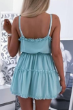 Casual Elegant Solid Split Joint Stringy Selvedge V Neck Waist Skirt Dresses