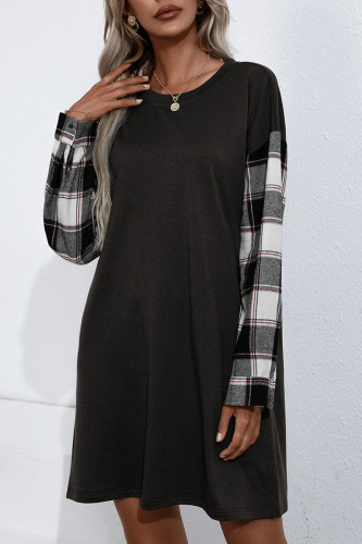 Fashion Casual Solid Split Joint O Neck A Line Dresses