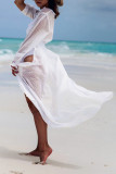Fashion Vacation Solid See-through Swimwears Cover Up