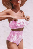Fashion Simplicity Striped Split Joint Swimwears