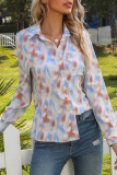 Fashion Tie Dye Pocket Strap Design Shirt Collar Tops