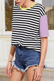 Fashion Casual Patchwork Split Joint O Neck T-Shirts