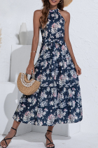 Floral Split Joint O Neck A Line Dresses