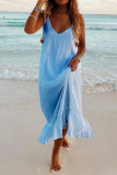 Fashion Simplicity Solid Split Joint V Neck Beach Dresses