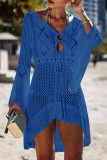 Fashion Vacation Solid Hollowed Out Swimwears Cover Up
