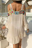 Fashion Casual Patchwork Hollowed Out Spaghetti Strap Dresses