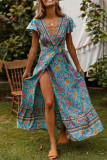 Fashion Bohemian Print V Neck Printed Dresses