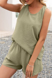 Fashion Casual Solid Patchwork O Neck Sleeveless Two Pieces