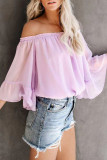 Fashion Sweet Solid Split Joint Off the Shoulder Tops