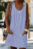 Fashion British Style Striped Split Joint A Line Dresses