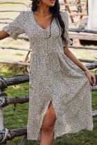 Fashion Street Print V Neck A Line Dresses