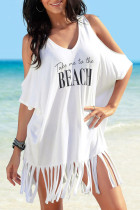 Fashion Vacation Letter Tassel Swimwears Cover Up