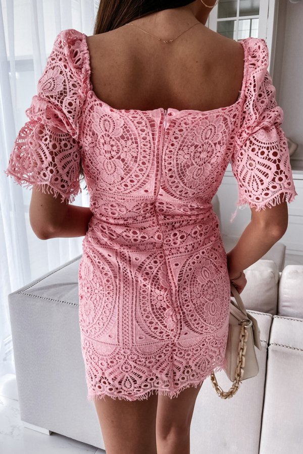 Sweet Elegant Solid Tassel Embroidered Hollowed Out V Neck A Line Dresses